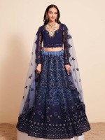 Shaded Navy Blue Premium Net Lehenga Choli